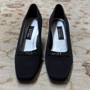 Stuart Weitzman Baton style Black Heels with Embellishment